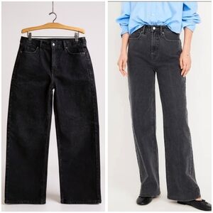 Old Navy Womens Extra High Rise Sky High Wide Leg Jean Faded Black Size 14